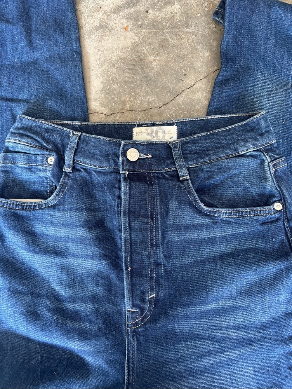 Free People - We The Free Women's Slim Straight Blue Denim Jeans